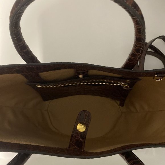 Little Liffner Tulip Croc-Embossed Leather Tote small - Cognac - Picture 5 of 11